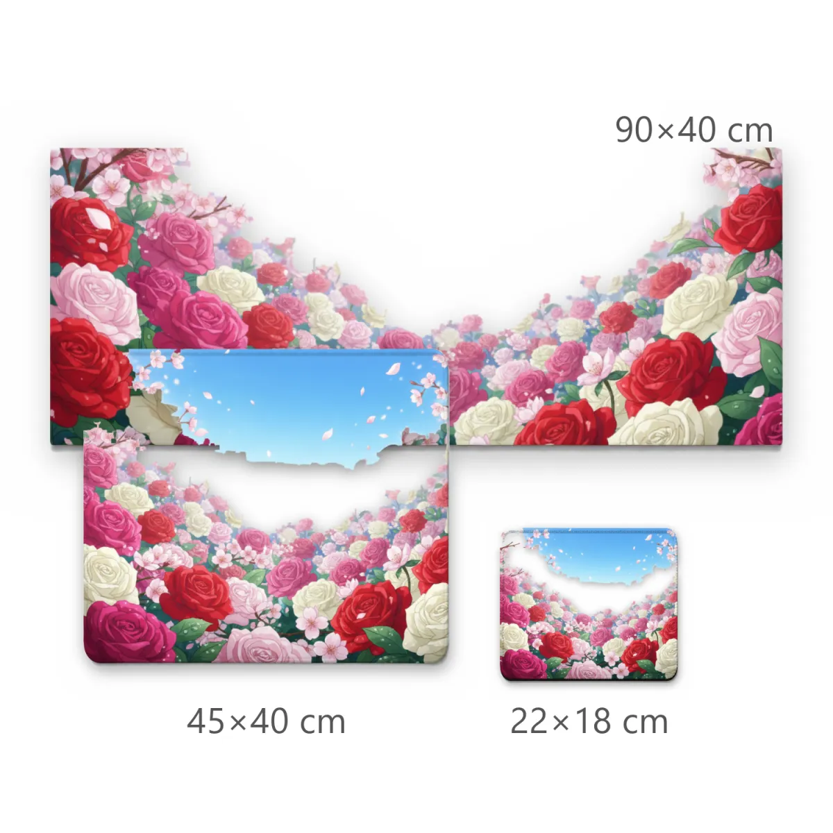 Mousepad Grande Jardim de Rosas Coloridas e Flores de Sakura em Estilo Anime