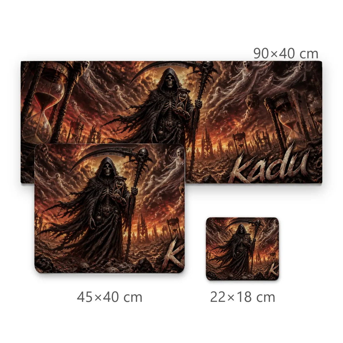 Mousepad Ceifador Apocalíptico com Ampulhetas e Crânios