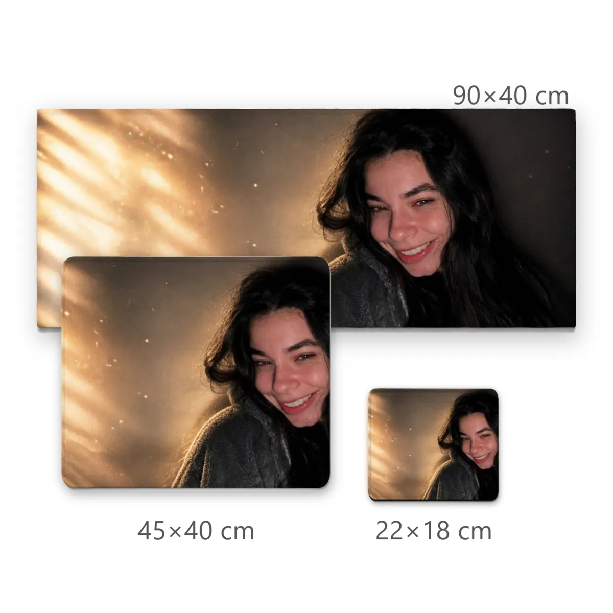 Mousepad Retrato Feminino com Feixes de Luz e Efeito Iluminado