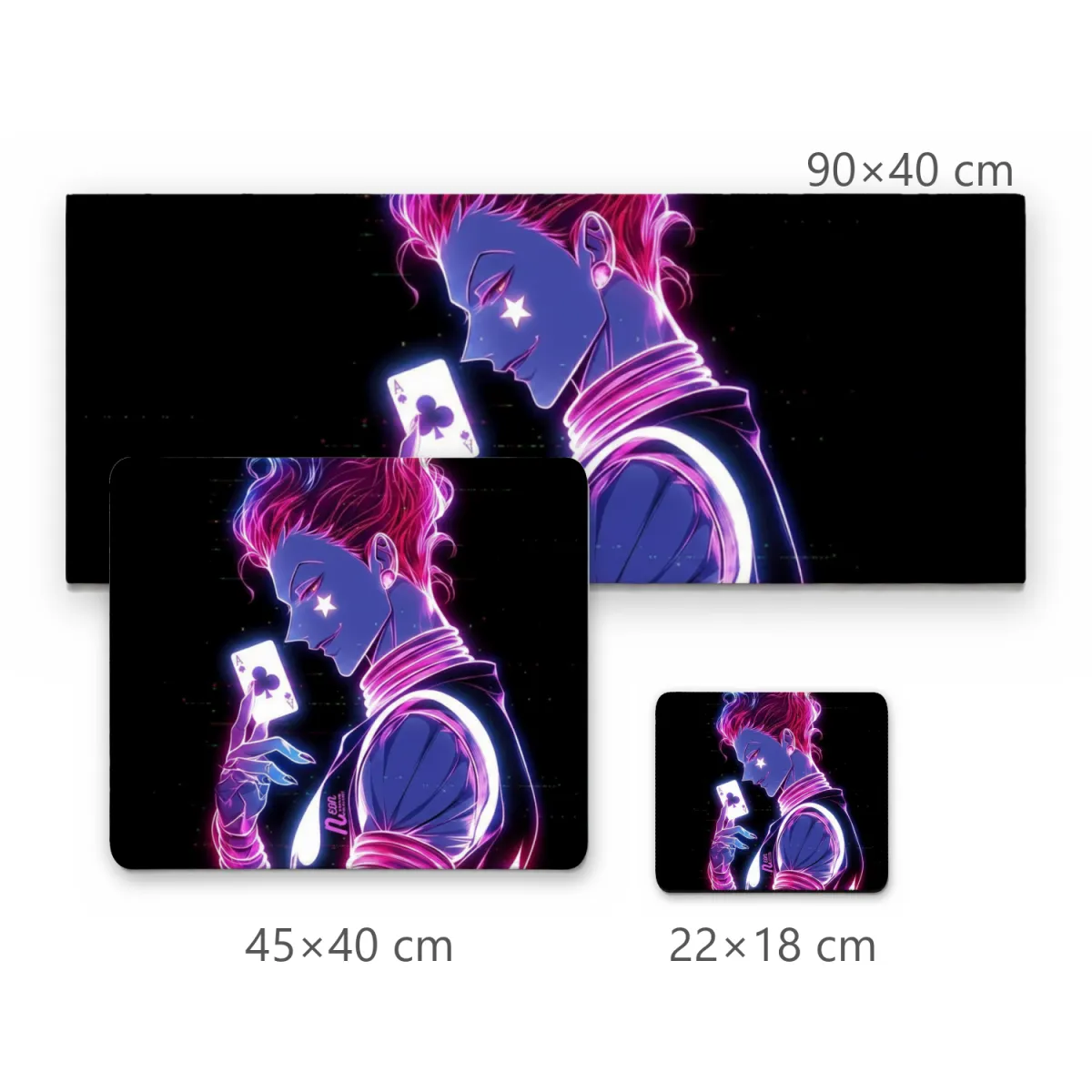 Mousepad Gamer Personagem Iluminado em Neon com Carta de Baralho Estilo Cyberpunk