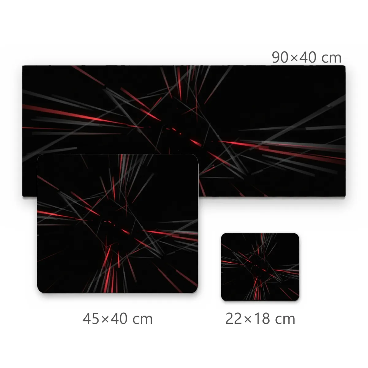 Mousepad Gamer Linhas Geométricas Vermelho Candy e Cinza Abstrato