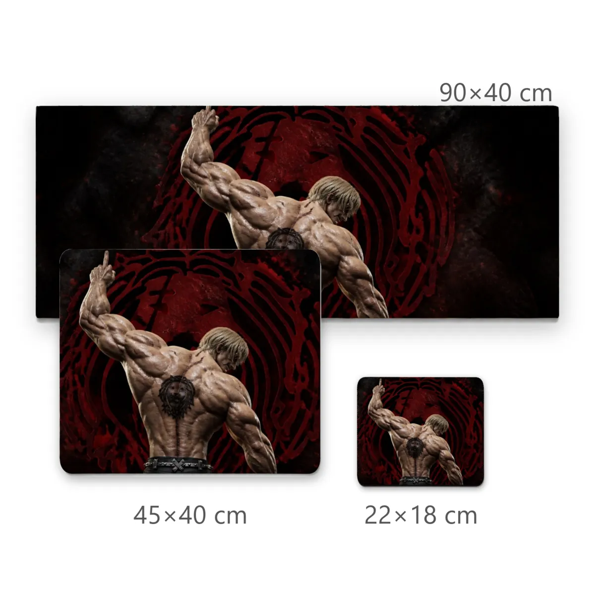 Mousepad Guerreiro Musculoso de Costas com Fundo Sombrio Vermelho e Preto