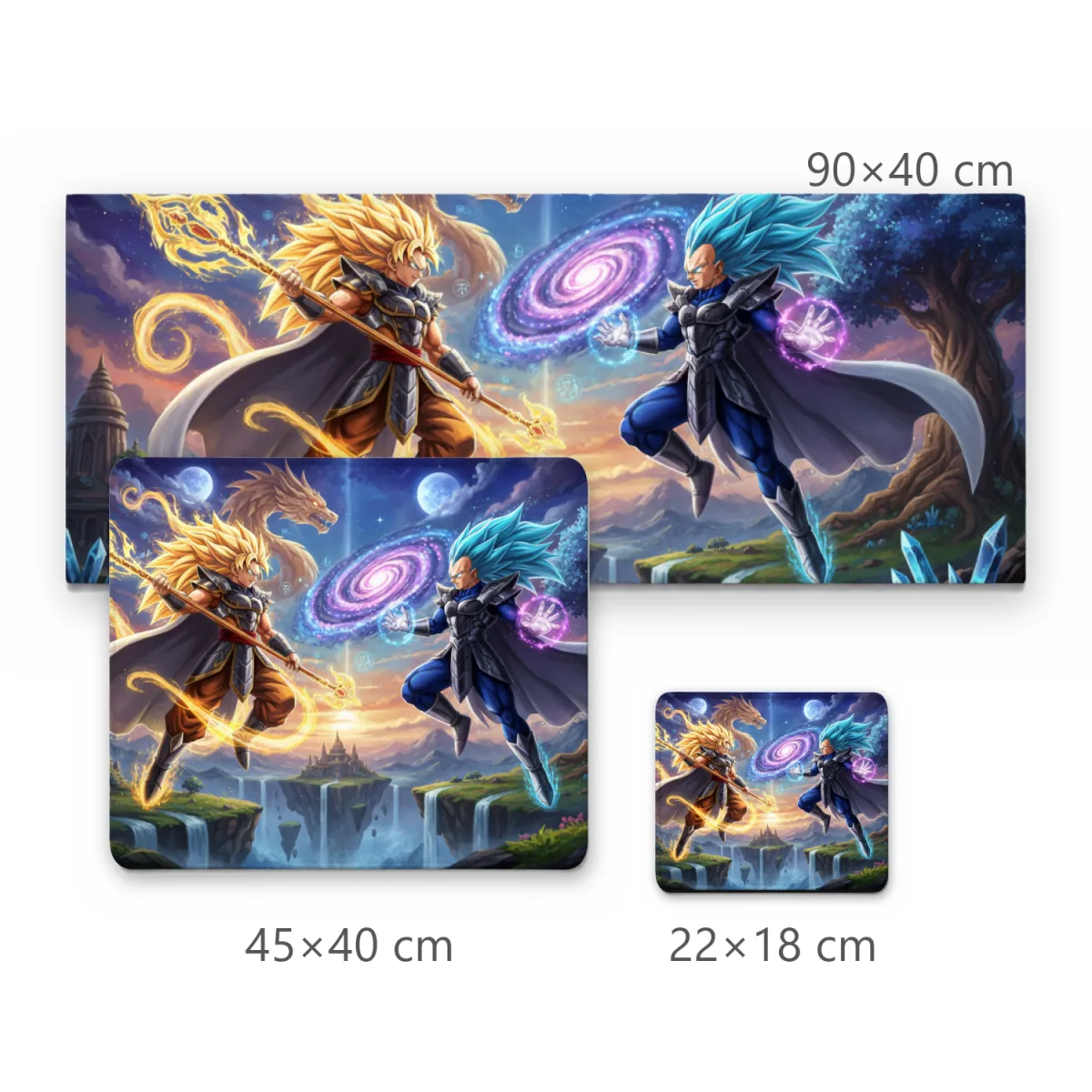 Mousepad Gamer Guerreiros Cósmicos em Batalha Mística Fantasia 90x40cm