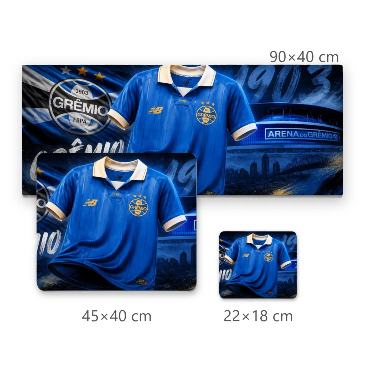 Mousepad Grêmio Camisa Azul Retrô e Arena do Grêmio