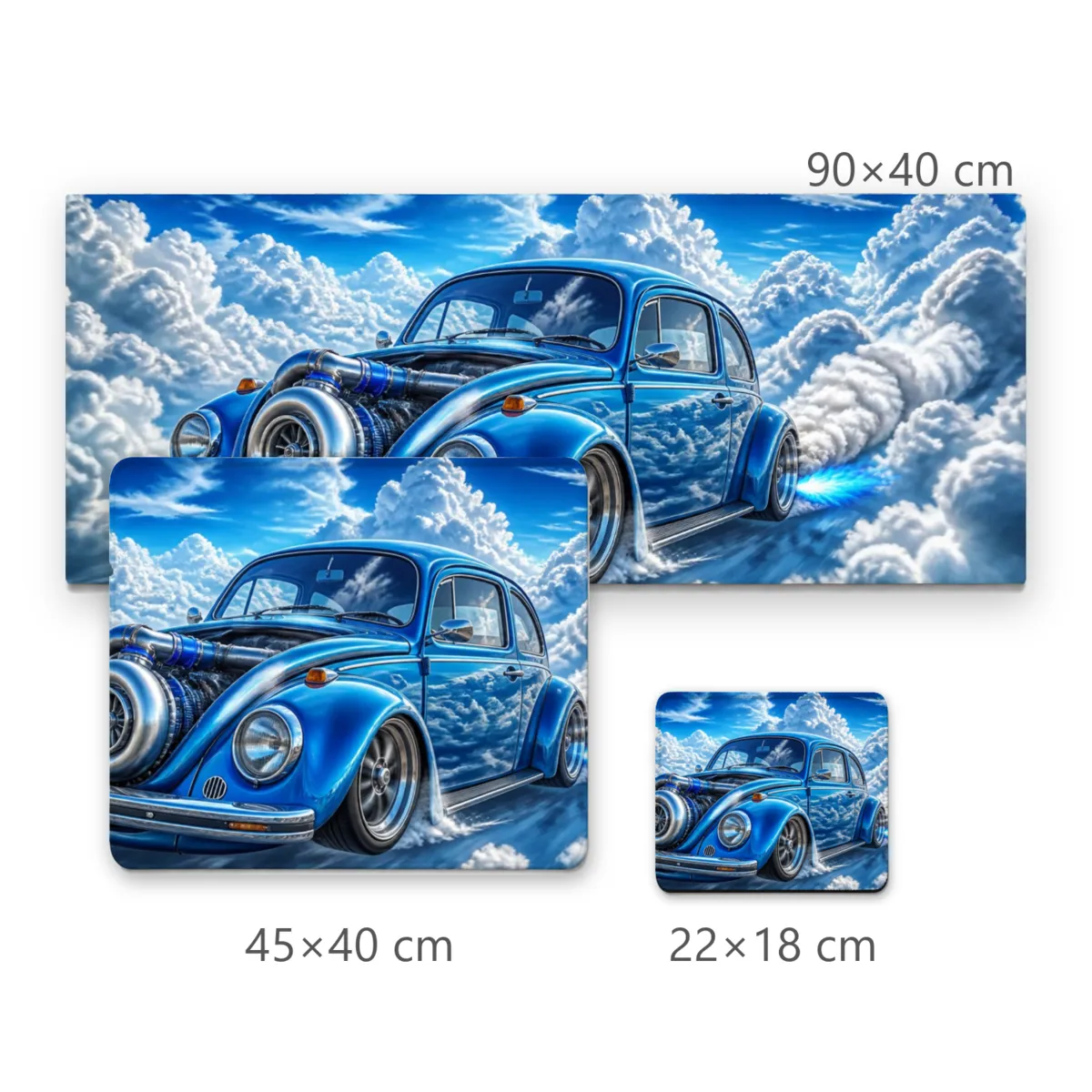 Mousepad Fusca Azul Turbinado Voando Entre Nuvens