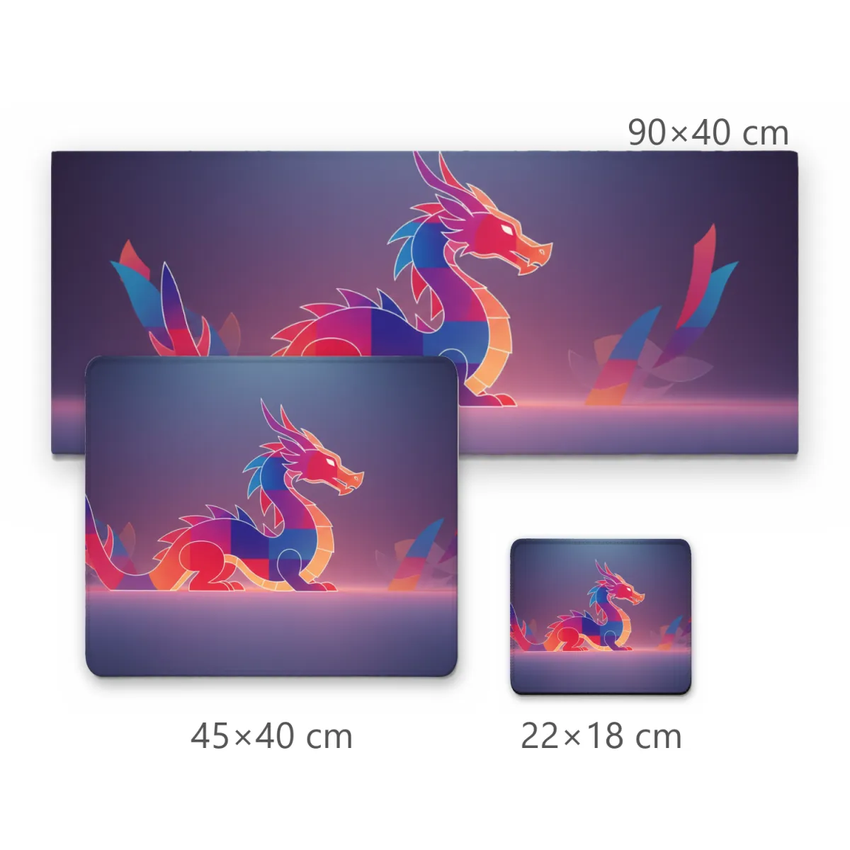 Mousepad Dragão Oriental Minimalista em Neon Colorido com Contornos Luminosos