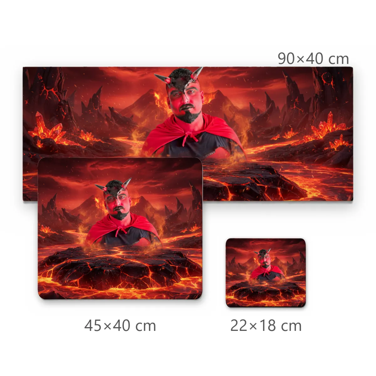 Mousepad Diabo Infernal com Chifres e Rios de Lava Vulcânica