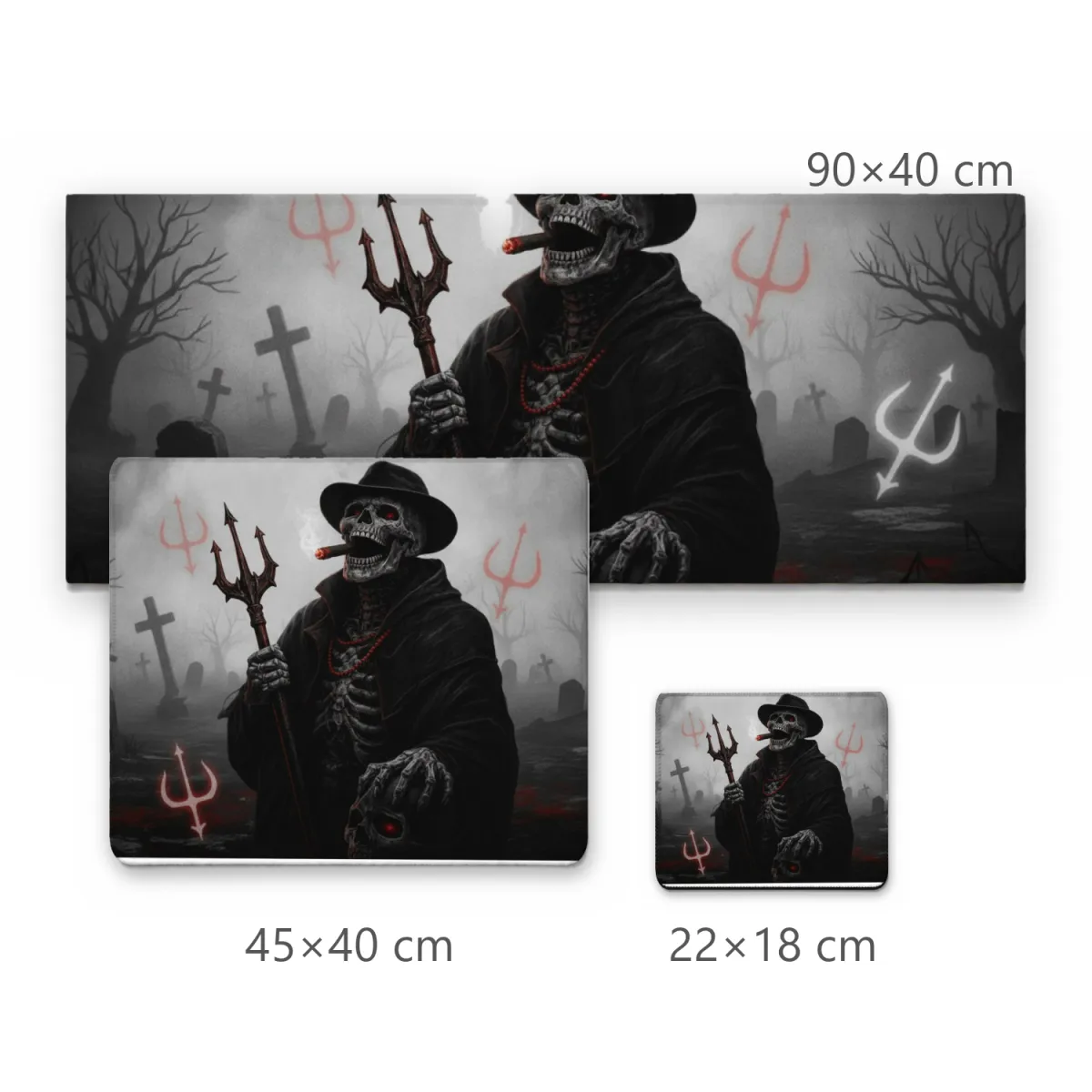 Mousepad Exu Caveira no Cemitério com Tridente e Névoa