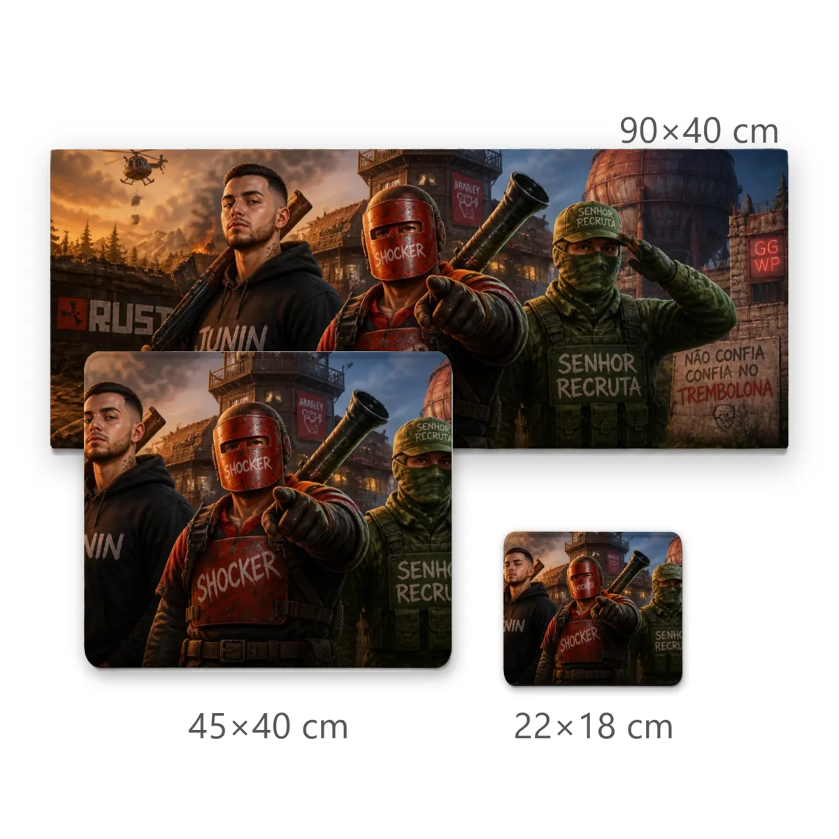 Mousepad Gamer Junin, Shocker e Senhor Recruta em Rust