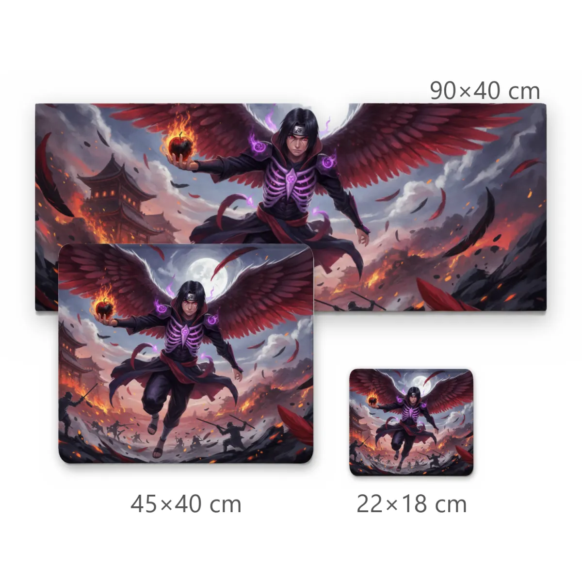 Mousepad Gamer Guerreiro Alado com Armadura Espectral e Asas Carmesim