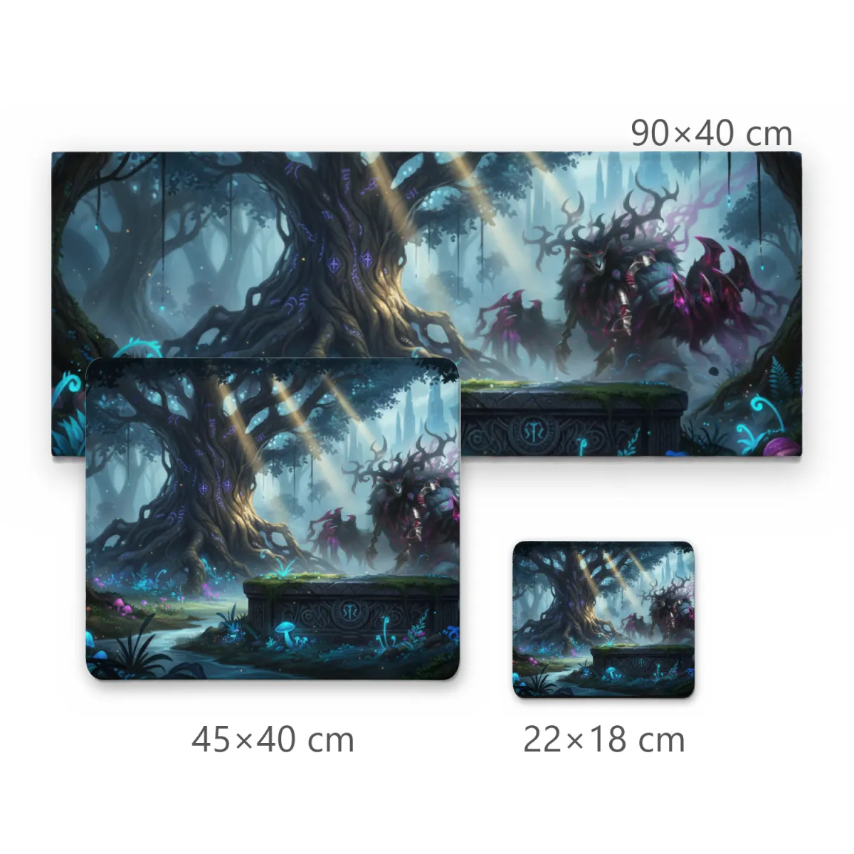Mousepad Floresta Encantada com Árvore Anciã e Criatura Mística Iluminada