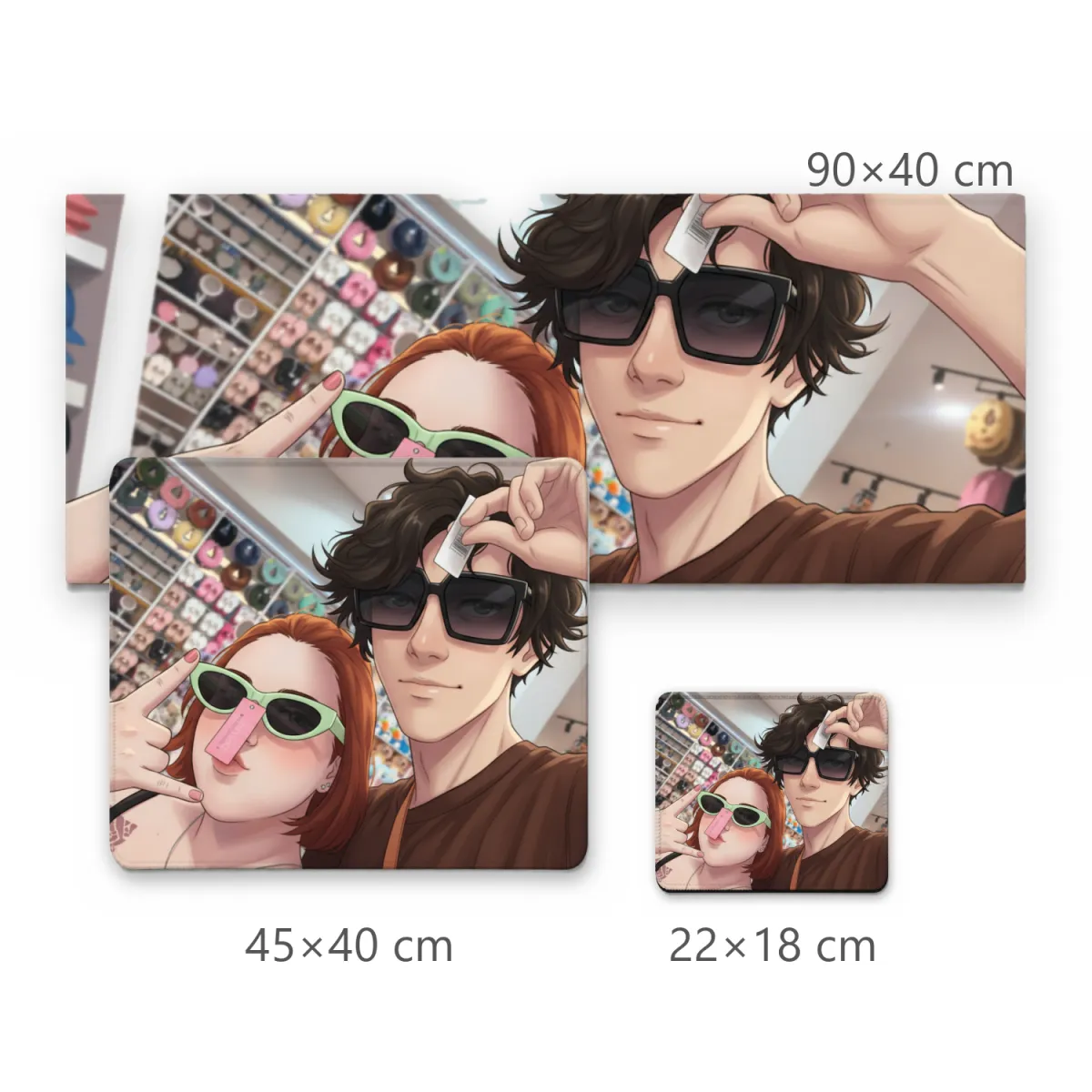 Mousepad Casal Estilo Anime com Óculos Escuros Divertidos