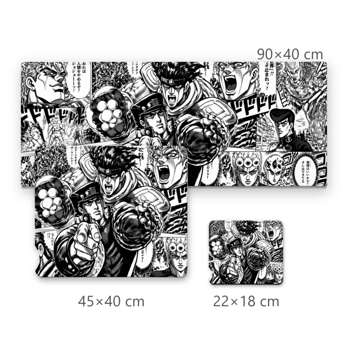 Mousepad Gamer Painéis Clássicos de Mangá em Preto e Branco com Personagens Marcantes