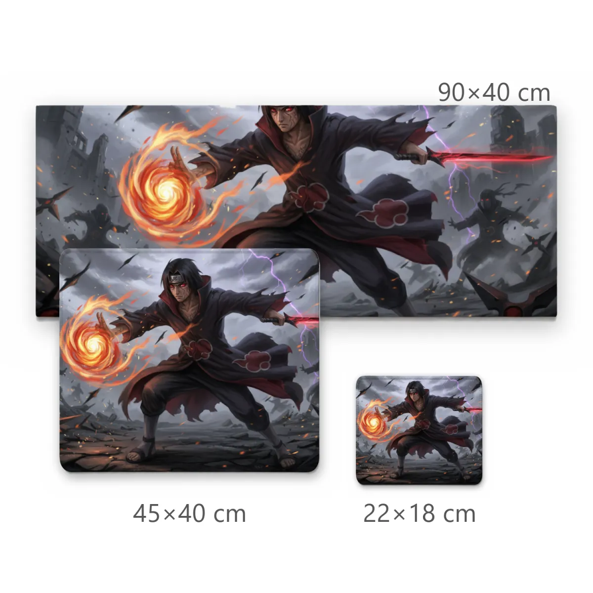Mousepad Gamer Itachi em Batalha Ninja com Espada e Chamas