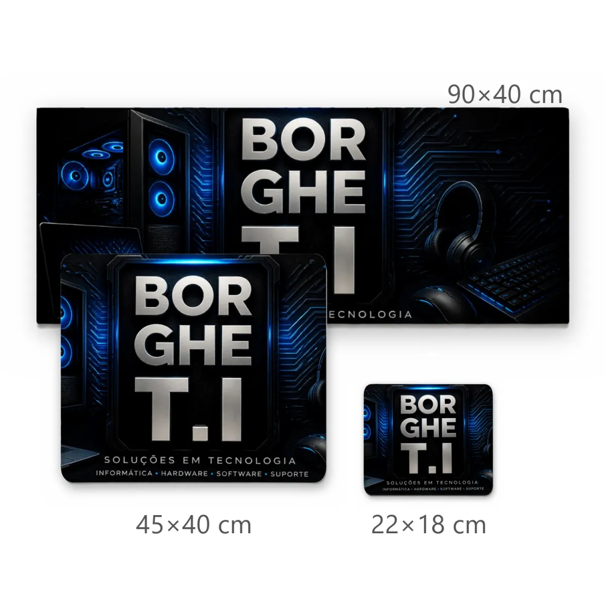 Mousepad Gamer Borghe T.I com Setup Gamer e Efeitos Neon Azul