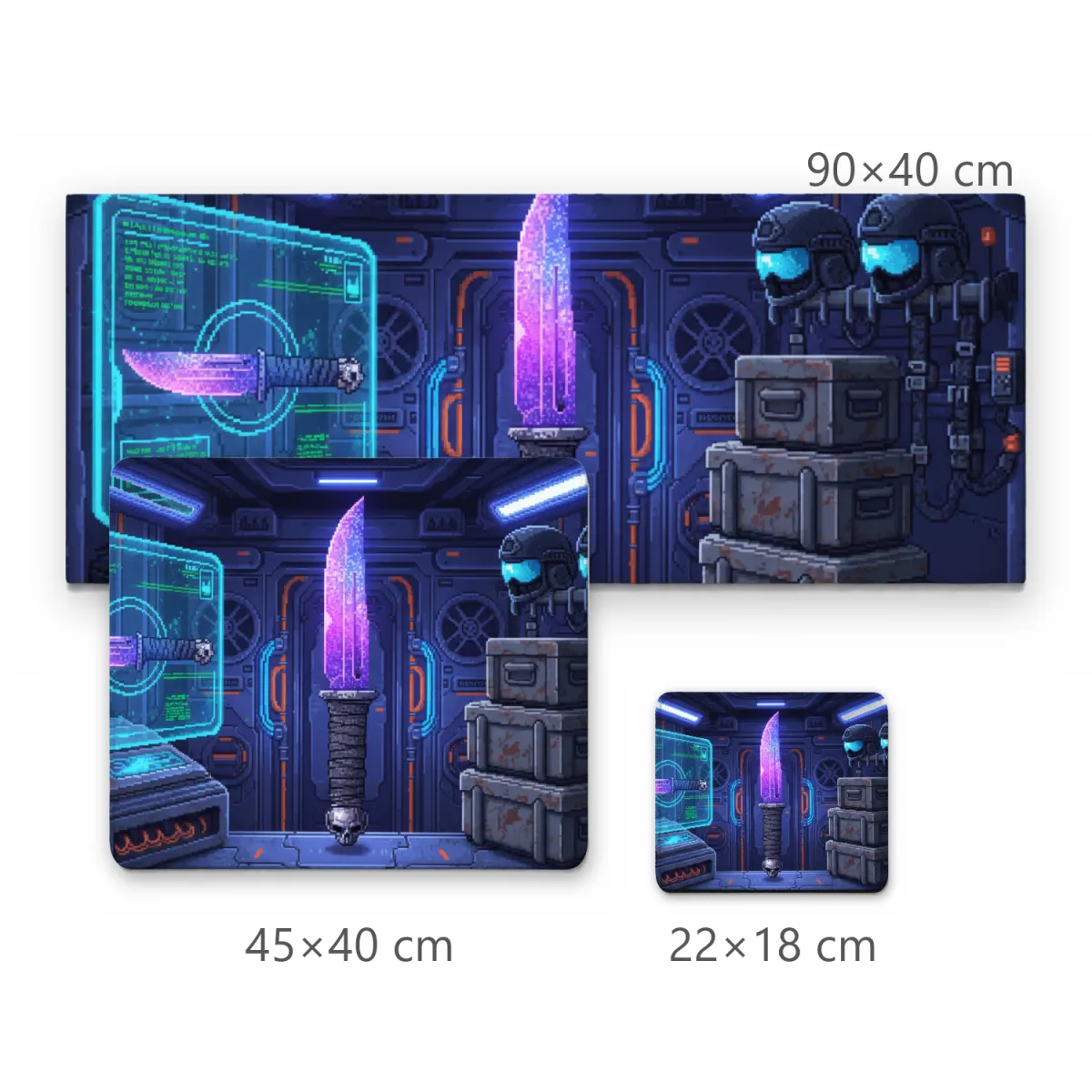 Mousepad Gamer Faca Nômade Ultravioleta em Pixel Art Futurista