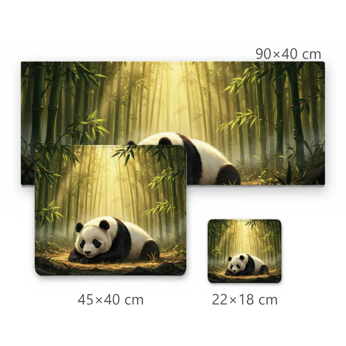 Mousepad Urso Panda Descansando na Floresta de Bambu Iluminada