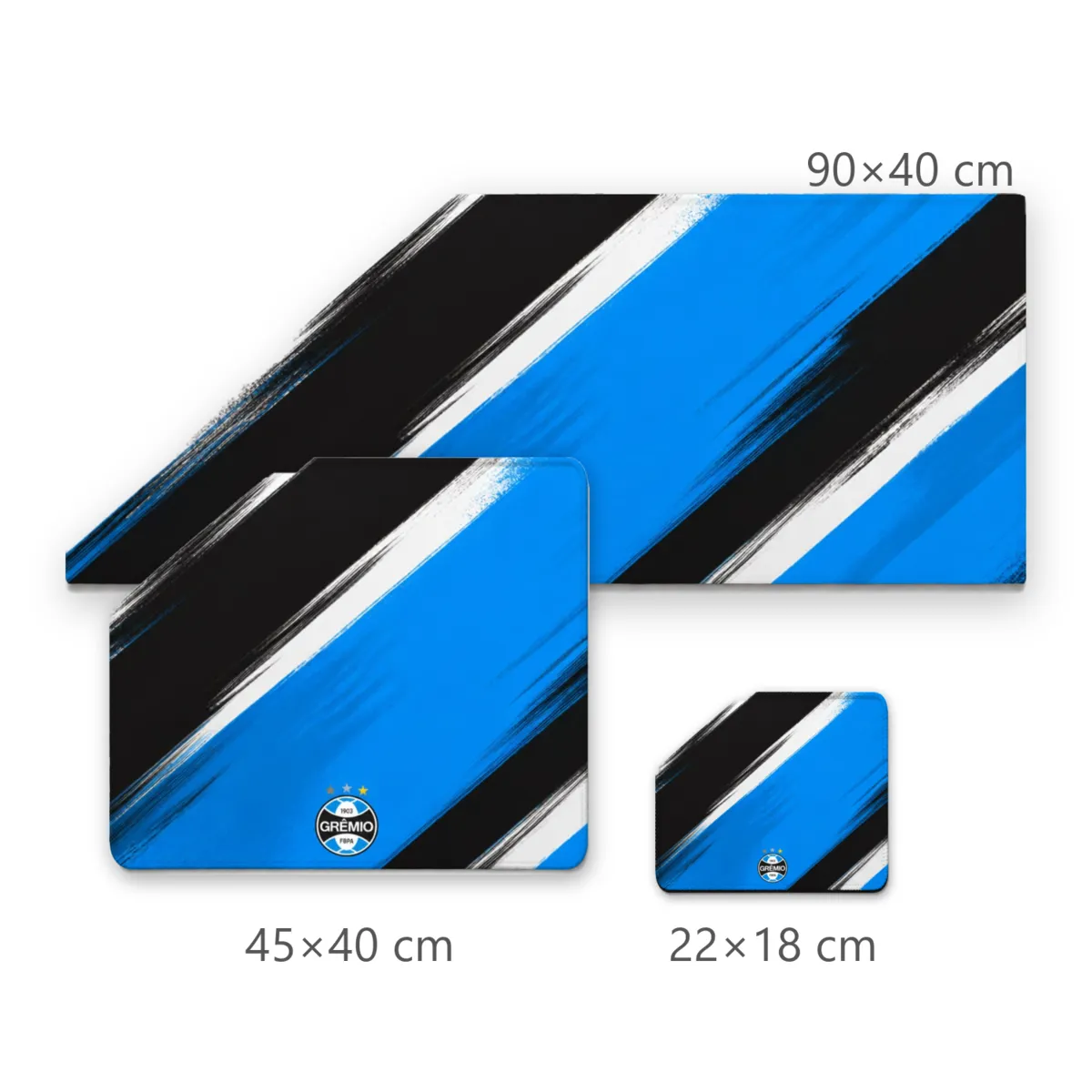 Mousepad Faixas Diagonais Grêmio Tricolor com Escudo Central Inferior