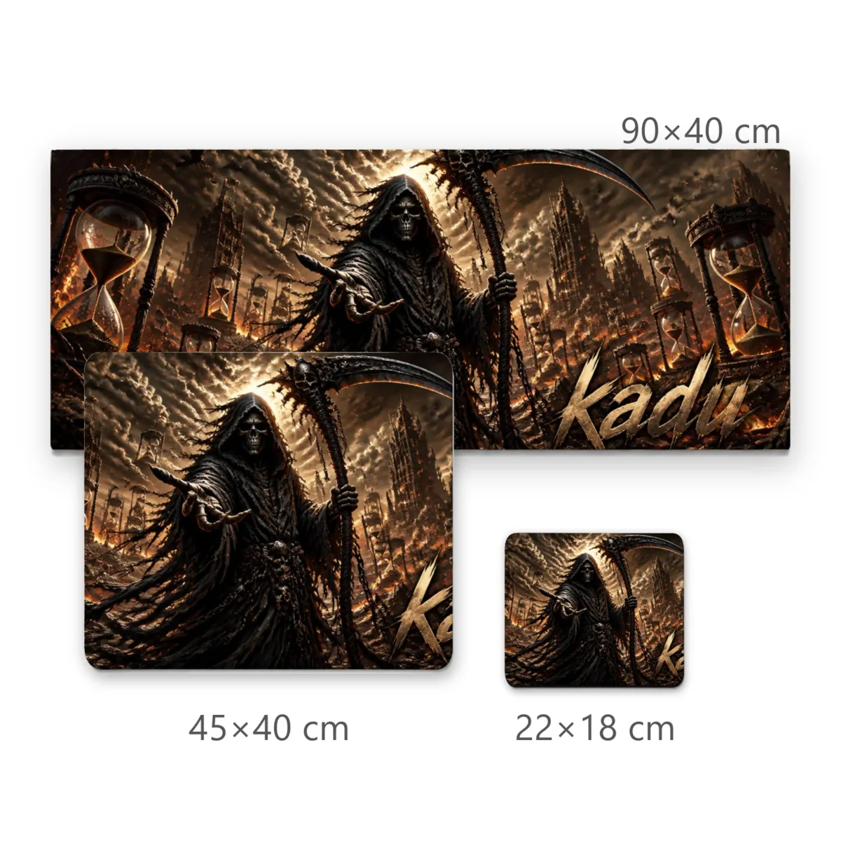 Mousepad Ceifador da Morte Apocalíptico com Ampulhetas e Nome Kadu
