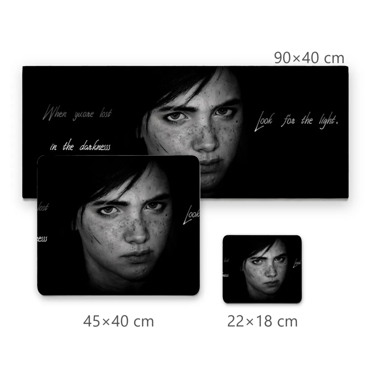 Mousepad Retrato em Preto e Branco com Frase Look for the Light