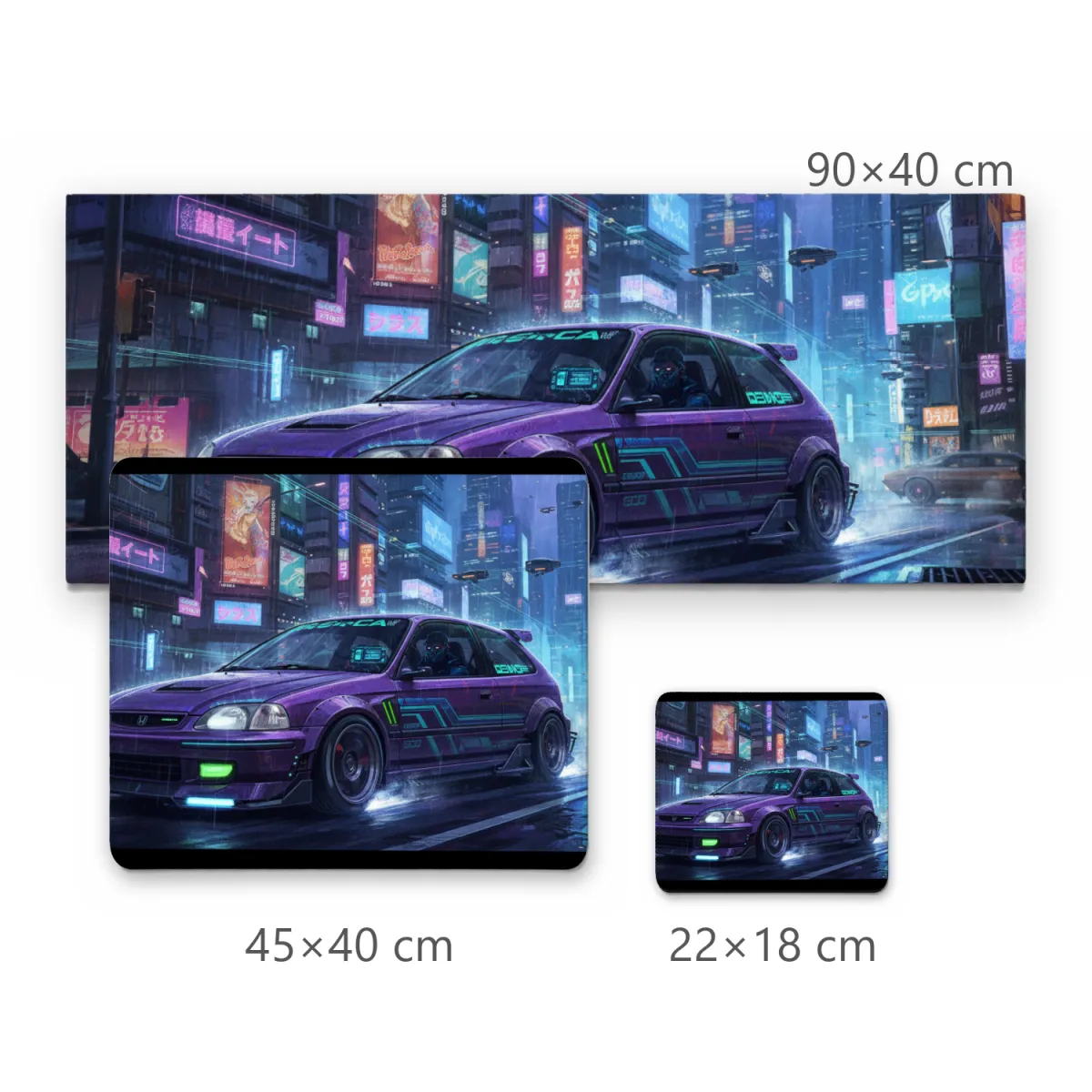 Mousepad Gamer Carro Tuning Roxo Estilo Cyberpunk Noturno