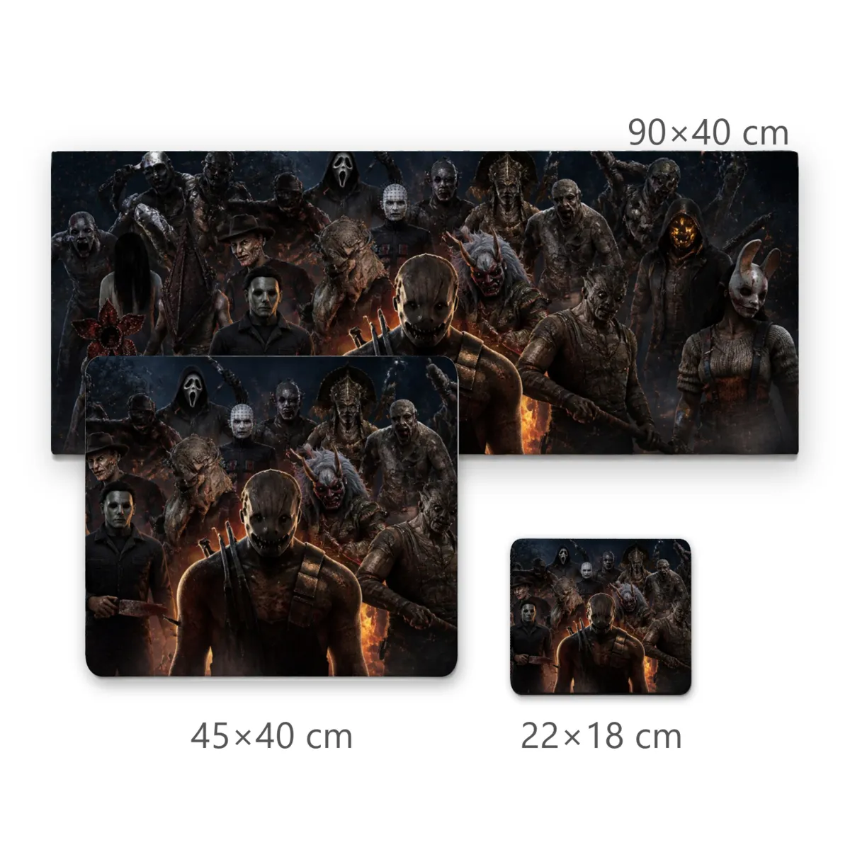 Mousepad Assassinos do Terror com Personagens Sombrios e Fogueira