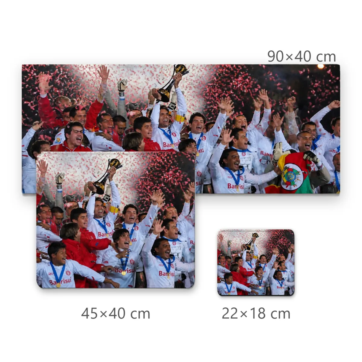 Mousepad Foto da Comemoração do Título com Taça e Chuva de Papel Picado