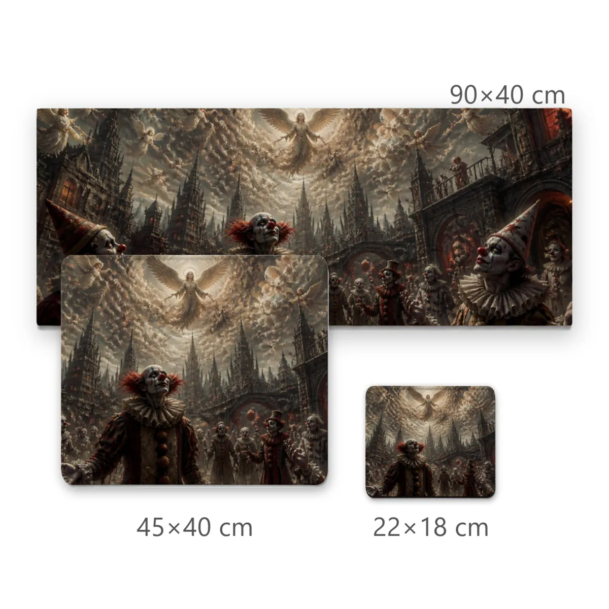 Mousepad Palhaços Sombrios e Anjos Celestiais em Cidade Gótica