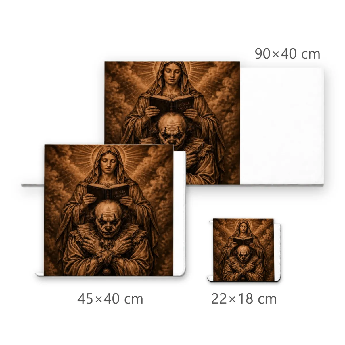 Mousepad com Arte Sacra e Palhaço em Tons Terrosos