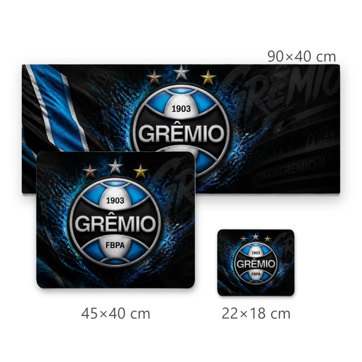Mousepad Grêmio com Escudo Centralizado e Fundo Escuro com Respingo Azul