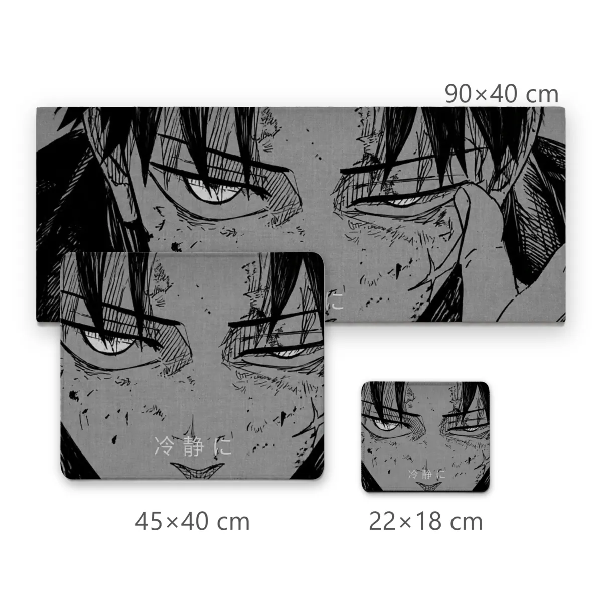Mousepad Gamer com Arte Estilo Mangá em Preto e Branco e Close Intenso