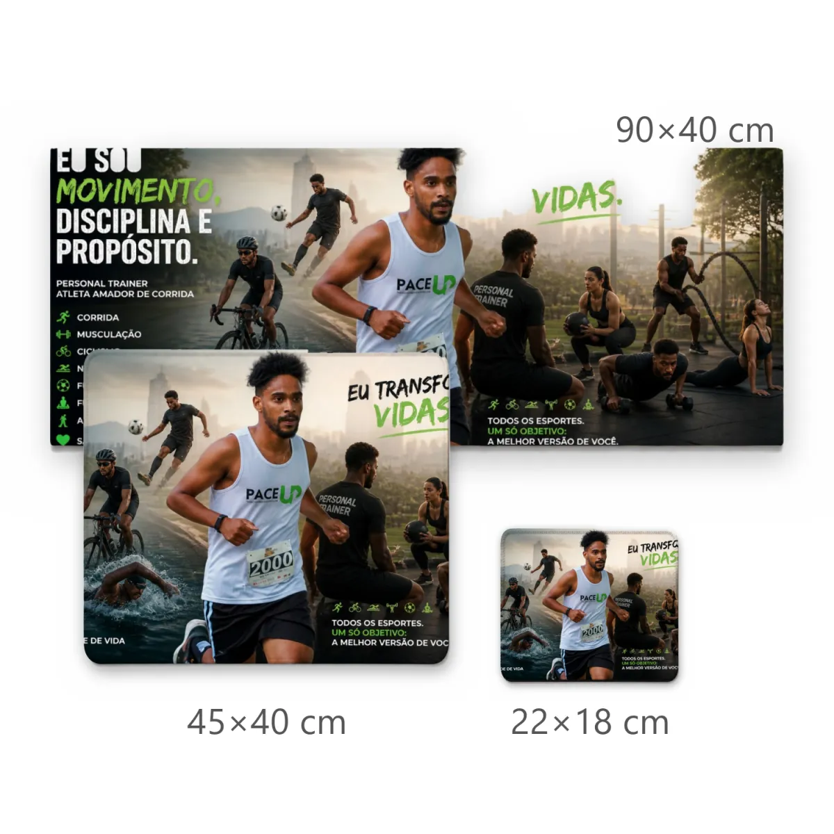 Mousepad Personal Trainer e Esportes com Corredor e Frases Motivacionais