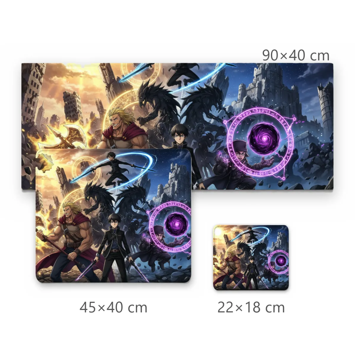 Mousepad Gamer Crossover Anime com Guerreiros Místicos em Batalha Épica