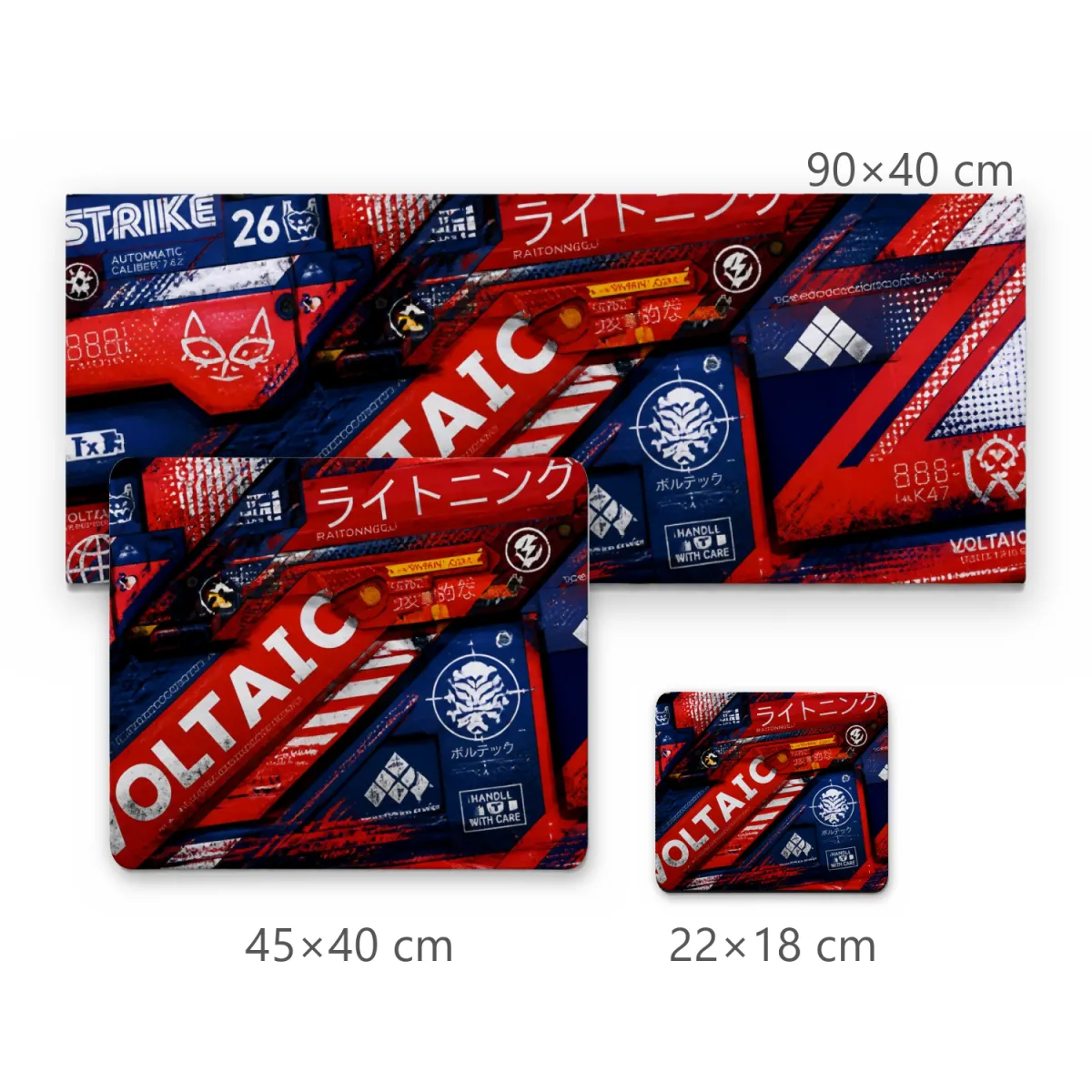 Mousepad Gamer Voltaic Estilo CS2 com Painéis Geométricos Vermelho e Azul