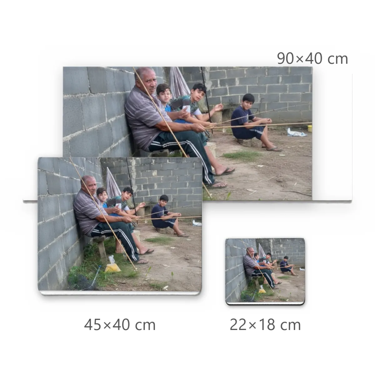 Mousepad Família Pescando no Quintal Foto Realista