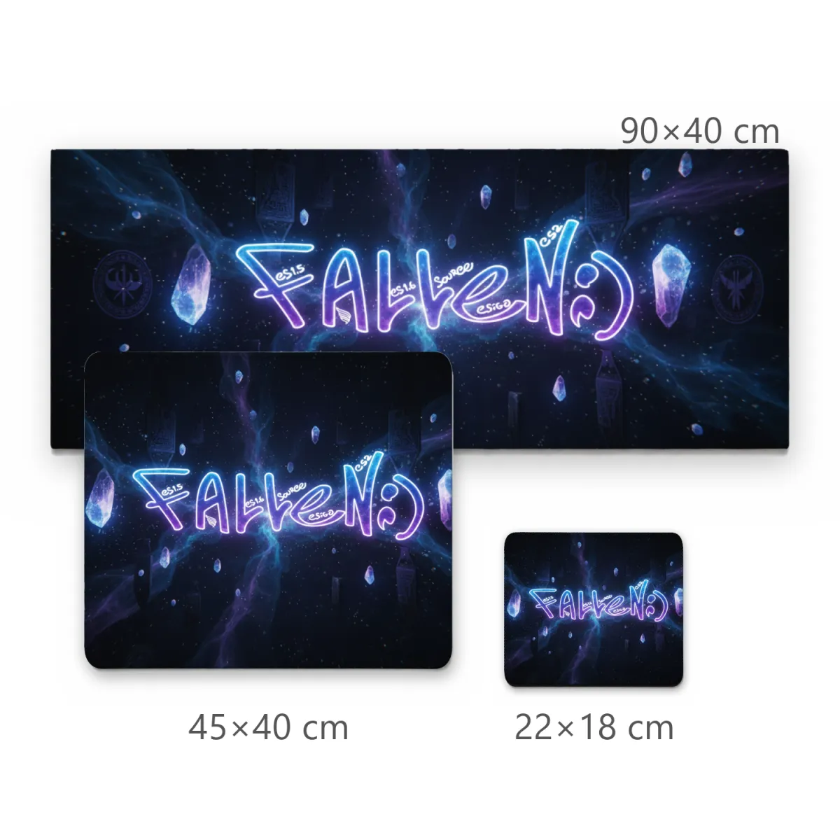 Mousepad Gamer Neon Fallen com Cristais Místicos e Efeito Cósmico