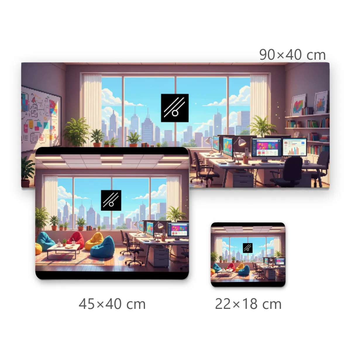 Mousepad Grande Escritório Criativo de Agência com Vista Panorâmica Urbana