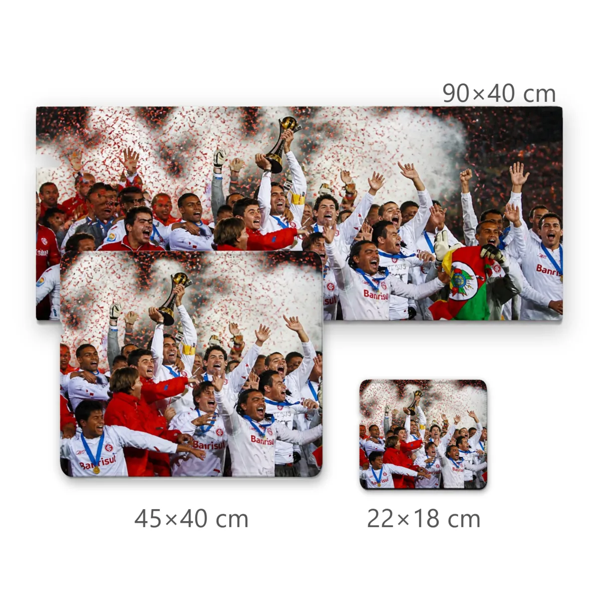 Mousepad Gamer Comemoração Time Campeão Mundial Levantando Troféu
