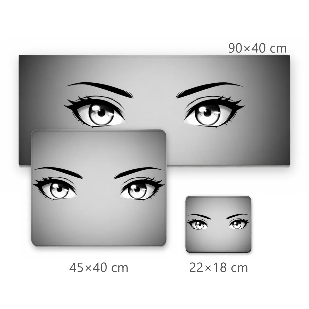 Mousepad Olhos de Anime em Preto e Branco com Fundo Minimalista