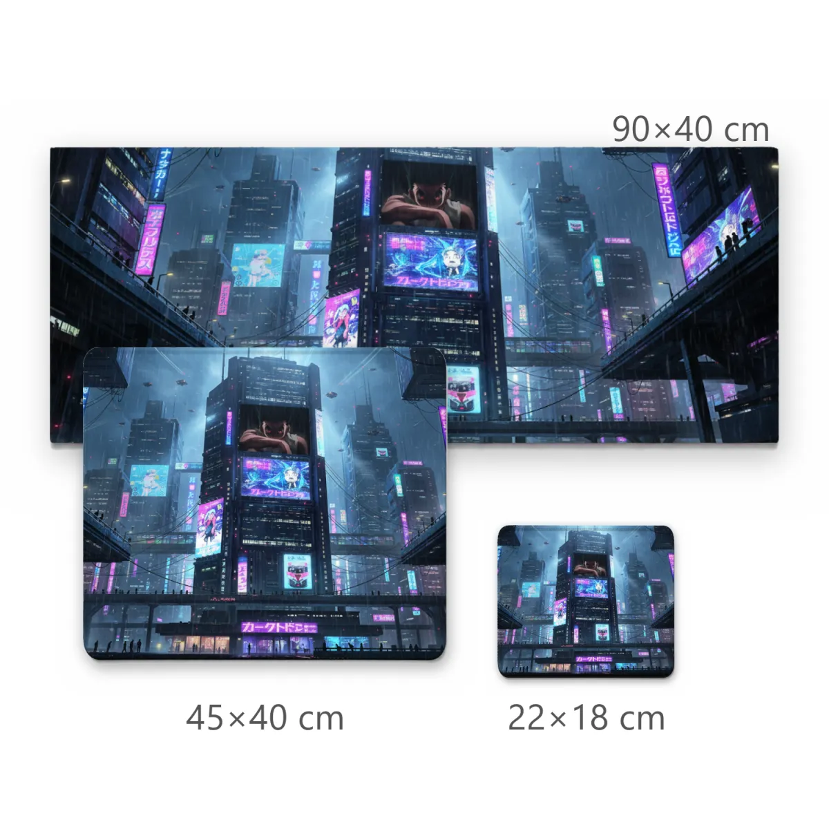Mousepad Gamer Cidade Futurista Cyberpunk com Telas Neon e Arranha-Céus