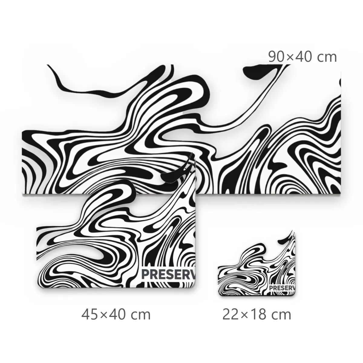 Mousepad Deskmat Linhas Marmorizadas Abstratas Preto e Branco
