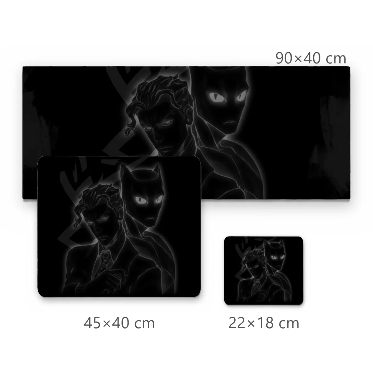 Mousepad Gamer Kira e Killer Queen Minimalista Preto e Branco