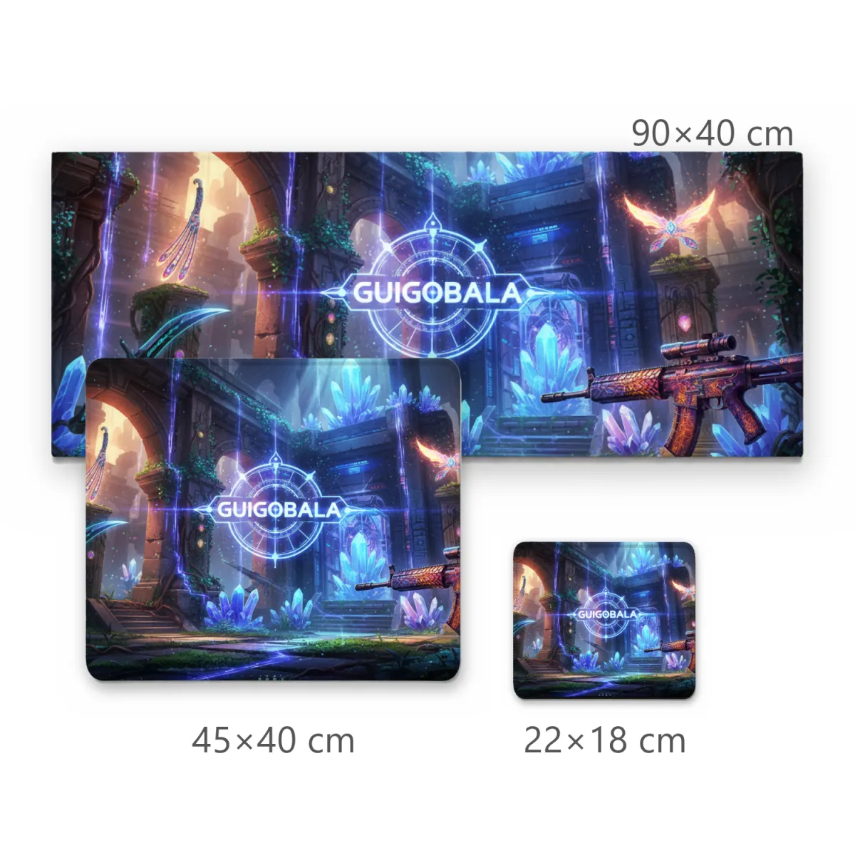 Mousepad Gamer Ruínas Místicas e Armas com Mira Neon Guigobala