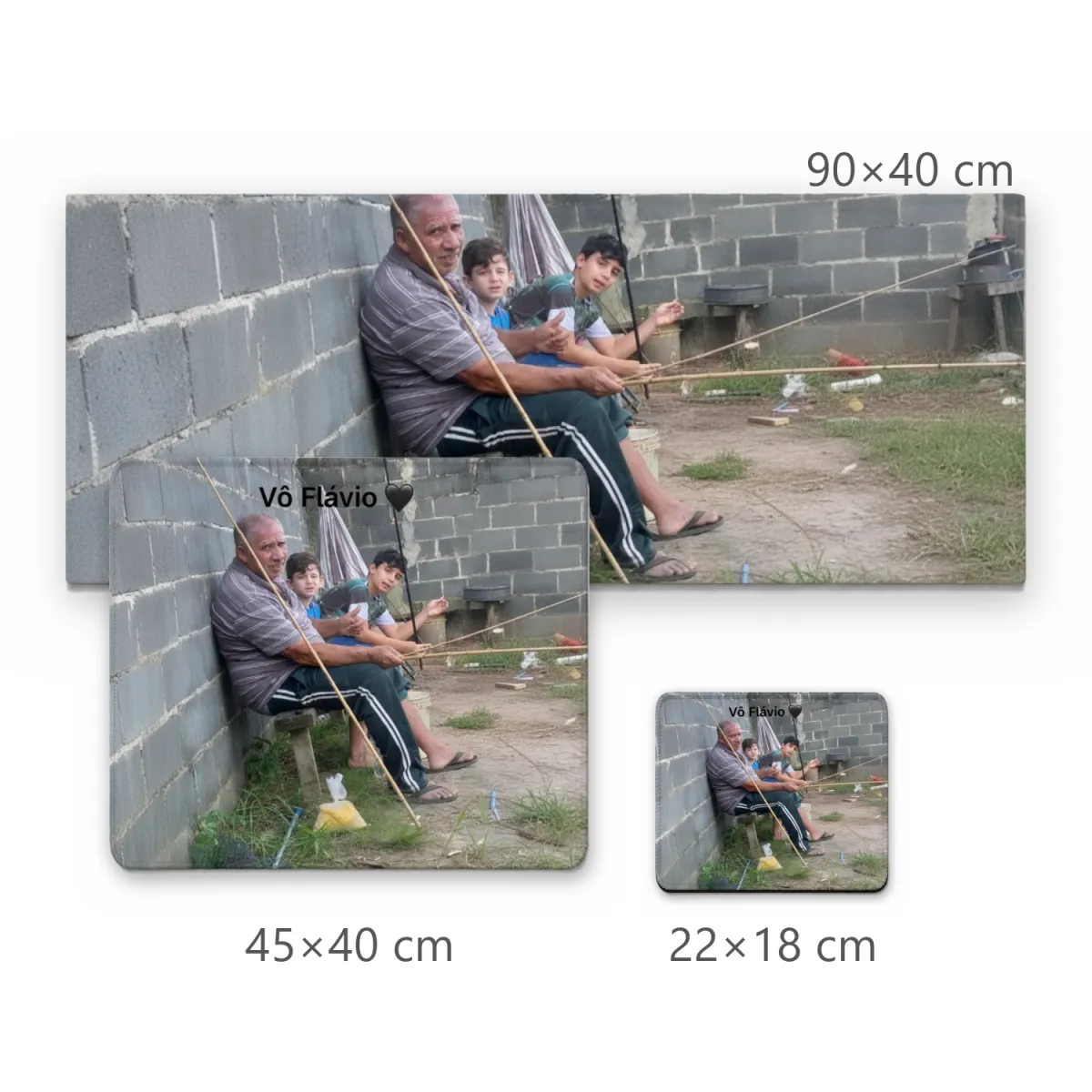 Mousepad Família Pescando com Inscrição Vô Flávio