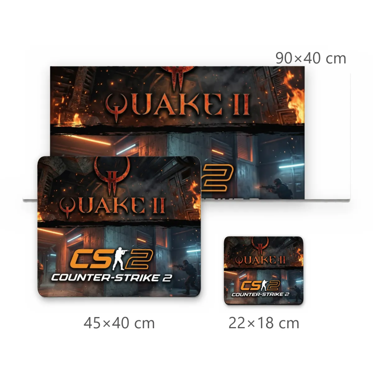 Mousepad Gamer Divisão FPS Retrô Quake II e Counter-Strike 2