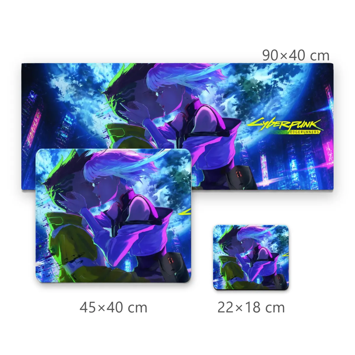 Mousepad Gamer Casal Cyberpunk com Fundo Noturno Iluminado em Neon