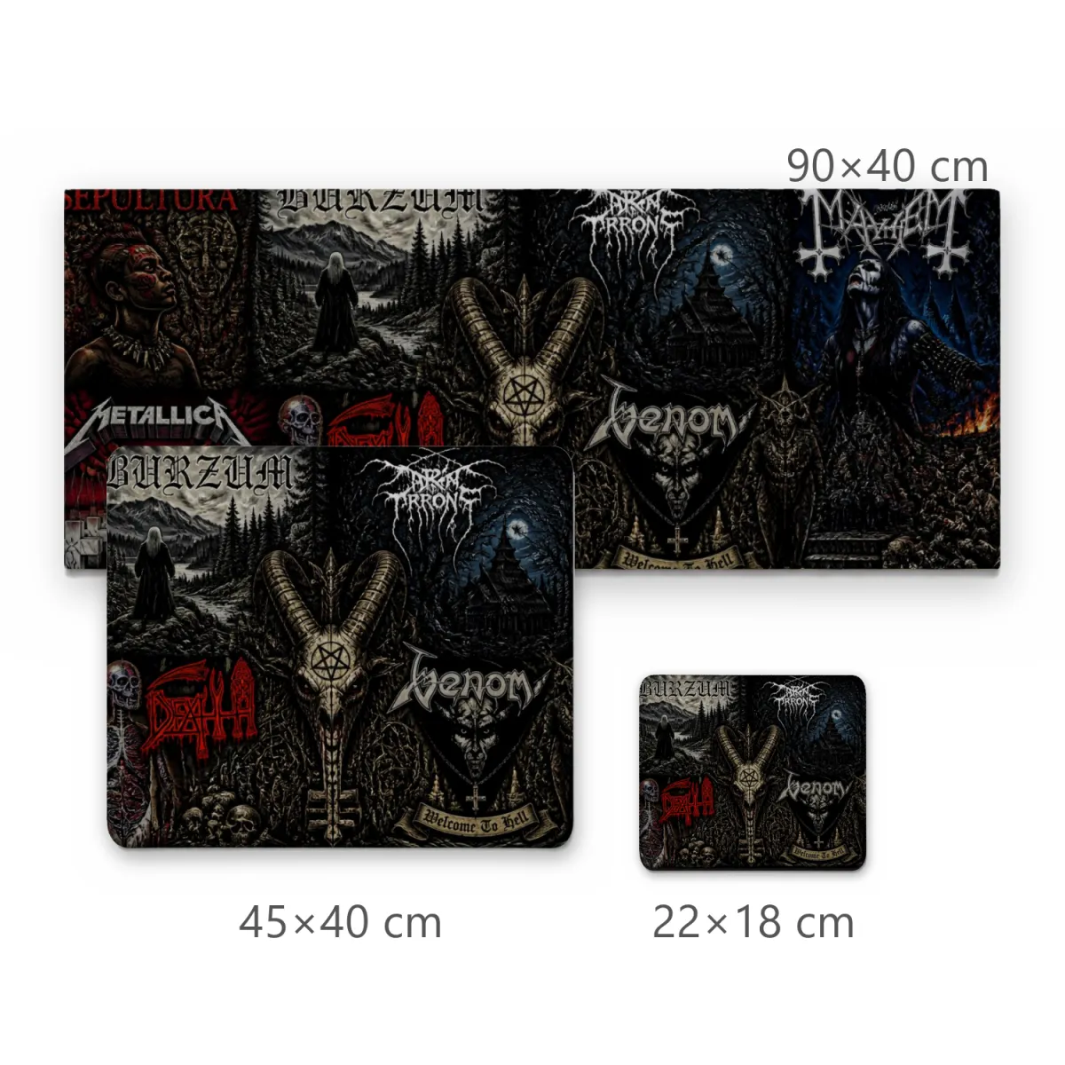 Mousepad Bandas de Heavy Metal e Black Metal com Capas Clássicas