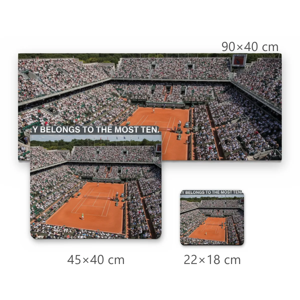 Mousepad Quadra de Tênis de Saibro com Arquibancada Lotada e Frase Motivacional