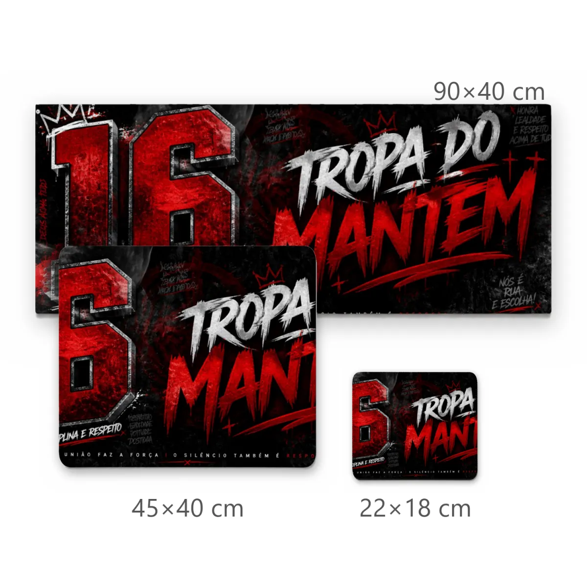 Mousepad Gamer Tropa do Mantem 16 Estilo Urbano Vermelho e Preto