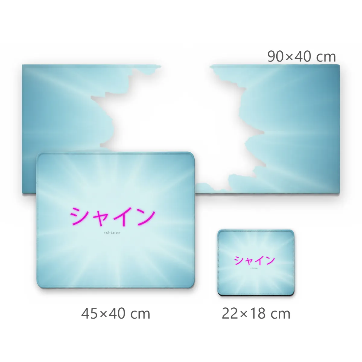 Mousepad Minimalista Fundo Azul Ciano com Caracteres Japoneses Magenta